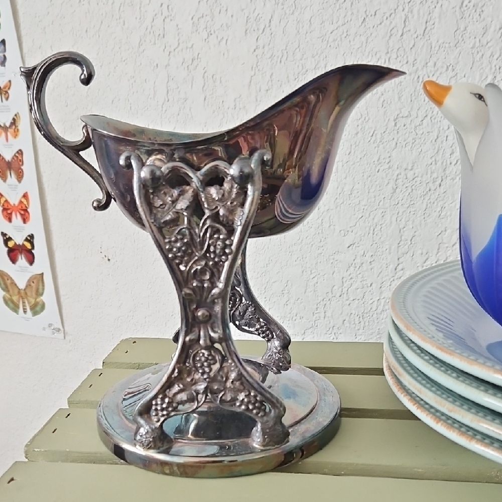 Silverplated Gravy Bowl With Stand